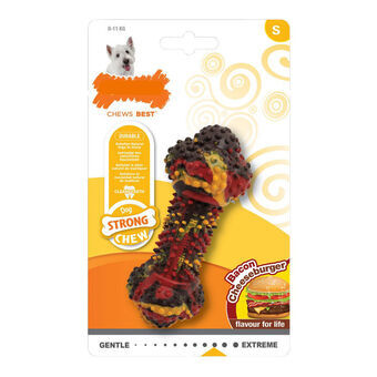 Hund Bidering Nylabone Strong Chew Bacon Ost Burger Gummi Størrelse S