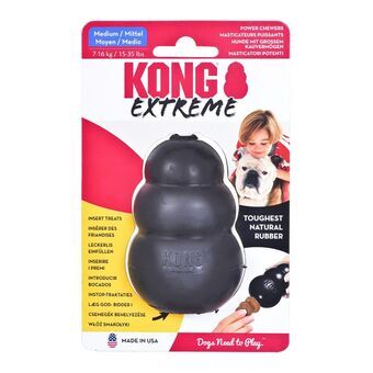 Legetøj til hunde Kong Extreme Gul Sort Gummi Naturgummi (1 Dele)