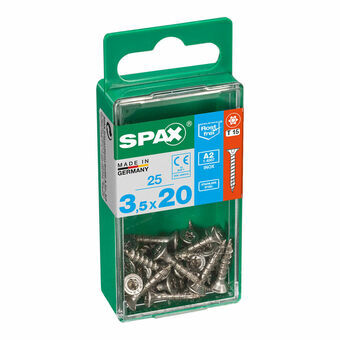 Screw Box SPAX Træ Rustfrit stål Fladt hoved 25 Dele (3,5 x 20 mm)