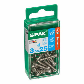 Screw Box SPAX Træ Rustfrit stål Fladt hoved 25 Dele (3,5 x 25 mm)