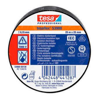 Isoleringstape TESA Sort PVC (25 mm x 25 m)