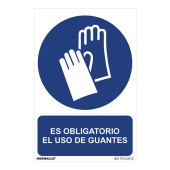 Skilt Normaluz Es obligatorio el uso de guantes PVC (30 x 40 cm)