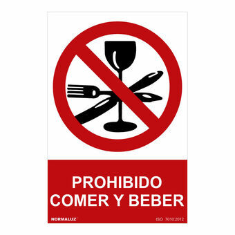 Skilt Normaluz Prohibido comer y beber PVC (30 x 40 cm)