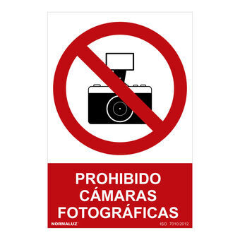 Skilt Normaluz Prohibido cámaras fotográficas PVC (30 x 40 cm)
