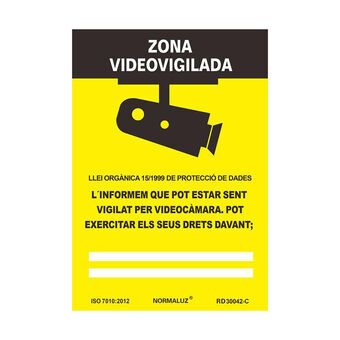 Skilt Normaluz Zona videovigilada PVC (21 x 30 cm)