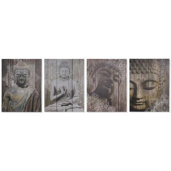 Maleri DKD Home Decor Buddha Orientalsk (50 x 1,8 x 70 cm) (4 enheder)