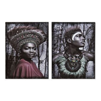 Maleri DKD Home Decor Afrikansk kvinde Kolonistil (30 x 1,8 x 40 cm) (2 enheder) 30 x 1.8 x 40 cm (2 pcs)