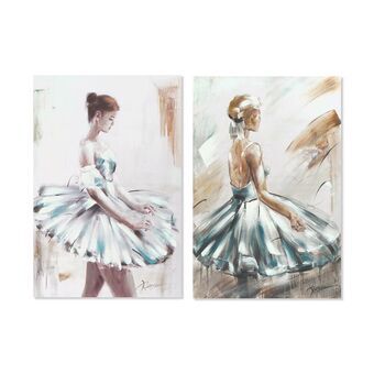 Maleri DKD Home Decor 60 x 2,5 x 90 cm Ballet ballerina Romantisk (2 enheder)