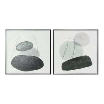 Maleri DKD Home Decor Stones Abstrakt (57 x 3 x 57 cm) (2 enheder)