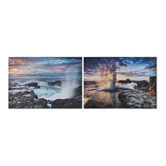 Maleri DKD Home Decor Sea Lærred Hav og hav (70 x 1,8 x 50 cm) (2 enheder)