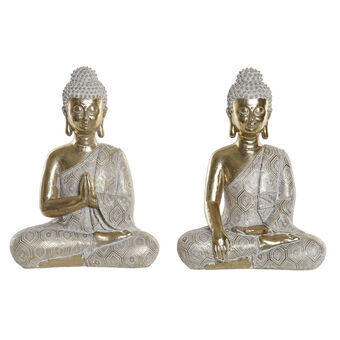 Dekorativ figur DKD Home Decor Gylden Buddha Harpiks (22 x 12 x 30 cm) (2 pcs)