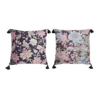 Pude DKD Home Decor Floral Multifarvet Polyester (2 pcs) (45 x 10 x 45 cm)