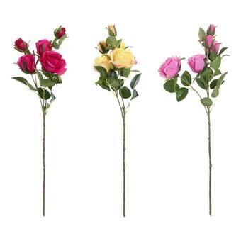 Dekorative Blomster DKD Home Decor Gul Pink Klæde Polyetylen Fuchsia (3 pcs)