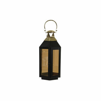 Lanterna DKD Home Decor Sort Krystal Jern Gylden (22 x 20 x 46 cm)