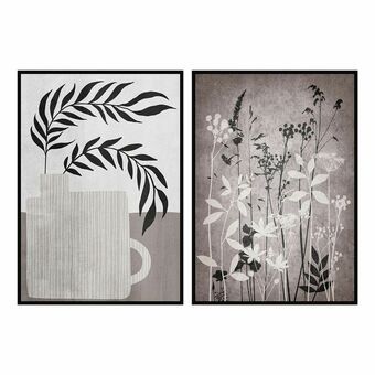 Maleri DKD Home Decor 53 x 4,5 x 73 cm Moderne Blad af en plante (2 enheder)