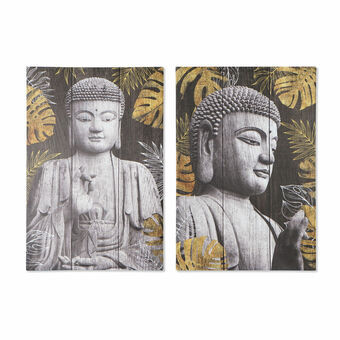 Maleri DKD Home Decor Buddha Orientalsk (60 x 2,3 x 90 cm) (2 enheder)