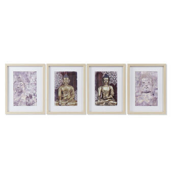 Maleri DKD Home Decor polystyren Buddha (4 pcs) (35 x 2.5 x 45 cm)