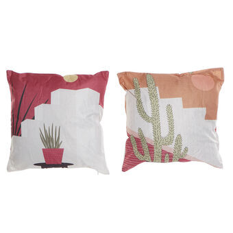 Pude DKD Home Decor Hvid Polyester Kaktus (2 pcs) (45 x 10 x 45 cm)
