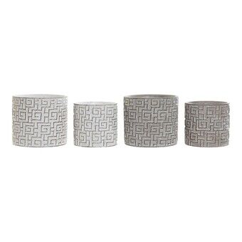 Grydesæt DKD Home Decor Grå Cement Hvid (13.5 x 13.5 x 13 cm) (2 pcs) (17 x 17 x 15 cm)