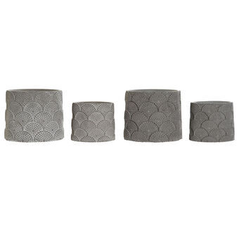 Grydesæt DKD Home Decor Grå Cement Hvid (13.5 x 13.5 x 11 cm) (2 pcs) (18 x 18 x 15 cm)
