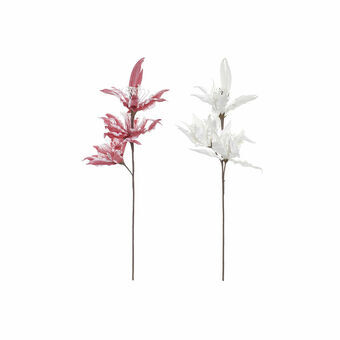 Dekorativ blomst DKD Home Decor Hvid Pink EVA (Ethylvynilacetat) (2 pcs) (30 x 8 x 112 cm)