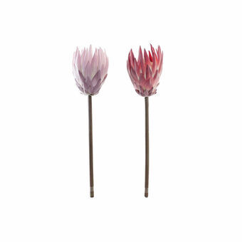 Dekorativ blomst DKD Home Decor Pink Polyetylen Fuchsia Jern (2 pcs) (15 x 15 x 60 cm)