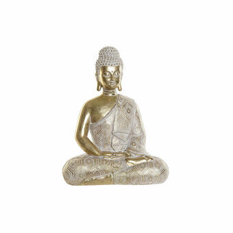 Dekorativ figur DKD Home Decor Gylden Buddha Hvid Harpiks (18.5 x 10.5 x 24 cm)