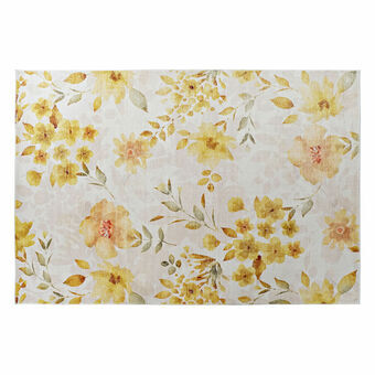 Tæppe DKD Home Decor Gul Hvid Polyester Bomuld Cvetlice (200 x 290 x 0.5 cm)