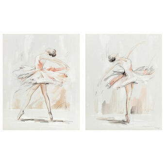 Maleri DKD Home Decor 80 x 3,7 x 100 cm Ballet ballerina Romantisk (2 enheder)