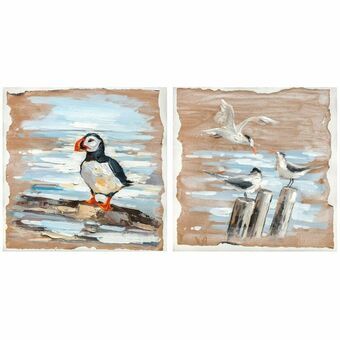 Maleri DKD Home Decor Fugle Middelhavet (45 x 2,7 x 45 cm) (2 enheder)