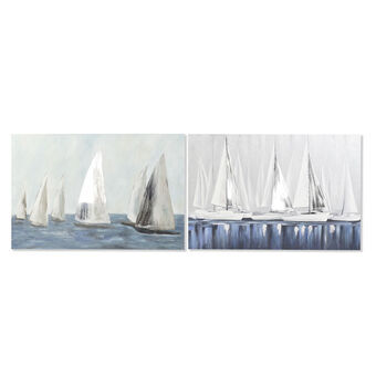 Maleri DKD Home Decor Yachts Middelhavet (120 x 2,8 x 80 cm) (2 enheder)