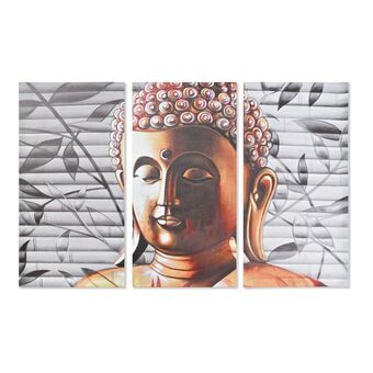 Sæt med 3 malerier DKD Home Decor Buddha Orientalsk (120 x 2 x 80 cm) (3 pcs) (2 enheder)