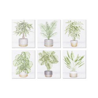 Maleri DKD Home Decor Blomster, planter og træer (40 x 1,8 x 50 cm) (6 enheder) (12 enheder)