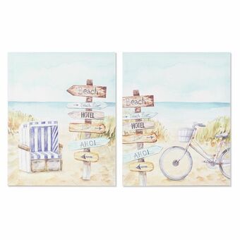 Maleri DKD Home Decor Strand Middelhavet (40 x 1,8 x 50 cm) (2 enheder)