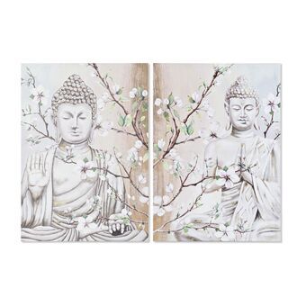 Maleri DKD Home Decor Buddha Orientalsk (50 x 1,8 x 70 cm) (2 enheder) (12 enheder)