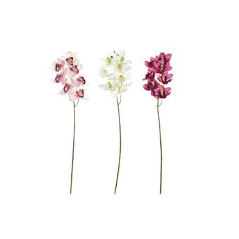 Dekorativ blomst DKD Home Decor Orkide Klæde PE (14 x 8 x 61 cm) (3 enheder)