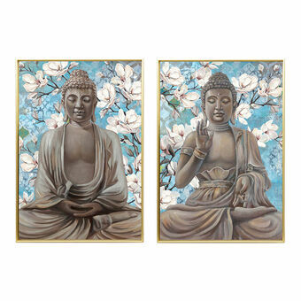 Maleri DKD Home Decor 51,5 x 3,5 x 71,5 cm Buddha Orientalsk (2 enheder)