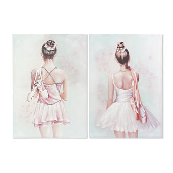Maleri DKD Home Decor Ballet ballerina Traditionel (70 x 2,5 x 100 cm) (2 enheder)