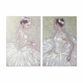 Maleri DKD Home Decor 80 x 3 x 120 cm Ballet ballerina Traditionel (2 enheder)