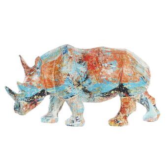 Dekorativ figur DKD Home Decor Harpiks Multifarvet Næsehorn (34 x 12,5 x 16,5 cm)