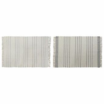 Tæppe DKD Home Decor 120 x 180 x 0,75 cm Grå Polyester Hvid Frynse Boho (2 enheder)