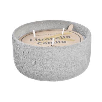 Stearinlys DKD Home Decor Citronela Grå Cement Hvid Voks (15 x 15 x 7 cm)