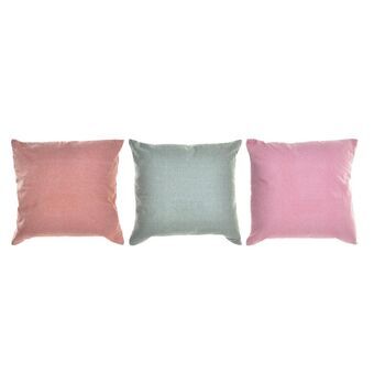 Pude DKD Home Decor Pink Orange Polyester Aluminium Grøn 100% bomuld (3) (40 x 10 x 40 cm) (3 enheder)