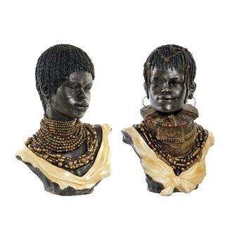 Dekorativ figur DKD Home Decor Afrikansk kvinde 26 x 20 x 42 cm Sort Beige Kolonistil (2 enheder)