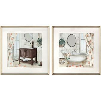 Maleri DKD Home Decor Toiletter (2 enheder) (40 x 2 x 40 cm)