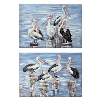 Maleri DKD Home Decor Fugle Middelhavet (2 enheder) (100 x 3 x 70 cm)