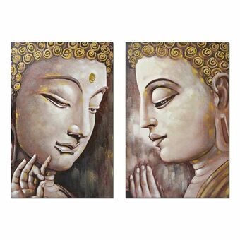 Maleri DKD Home Decor Buddha 80 x 3 x 120 cm Orientalsk (2 enheder)