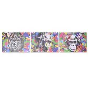 Maleri DKD Home Decor Gorilla Moderne (70 x 1,8 x 50 cm) (3 enheder)