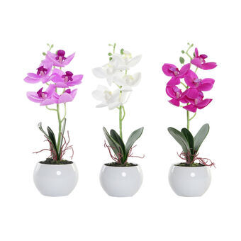 Dekorative Blomster DKD Home Decor Fuchsia Hvid Grøn Orkide (10 x 8 x 29 cm) (3 enheder)