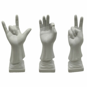 Dekorativ figur DKD Home Decor Hvid Hånd 7 x 7 x 25 cm (3 enheder)